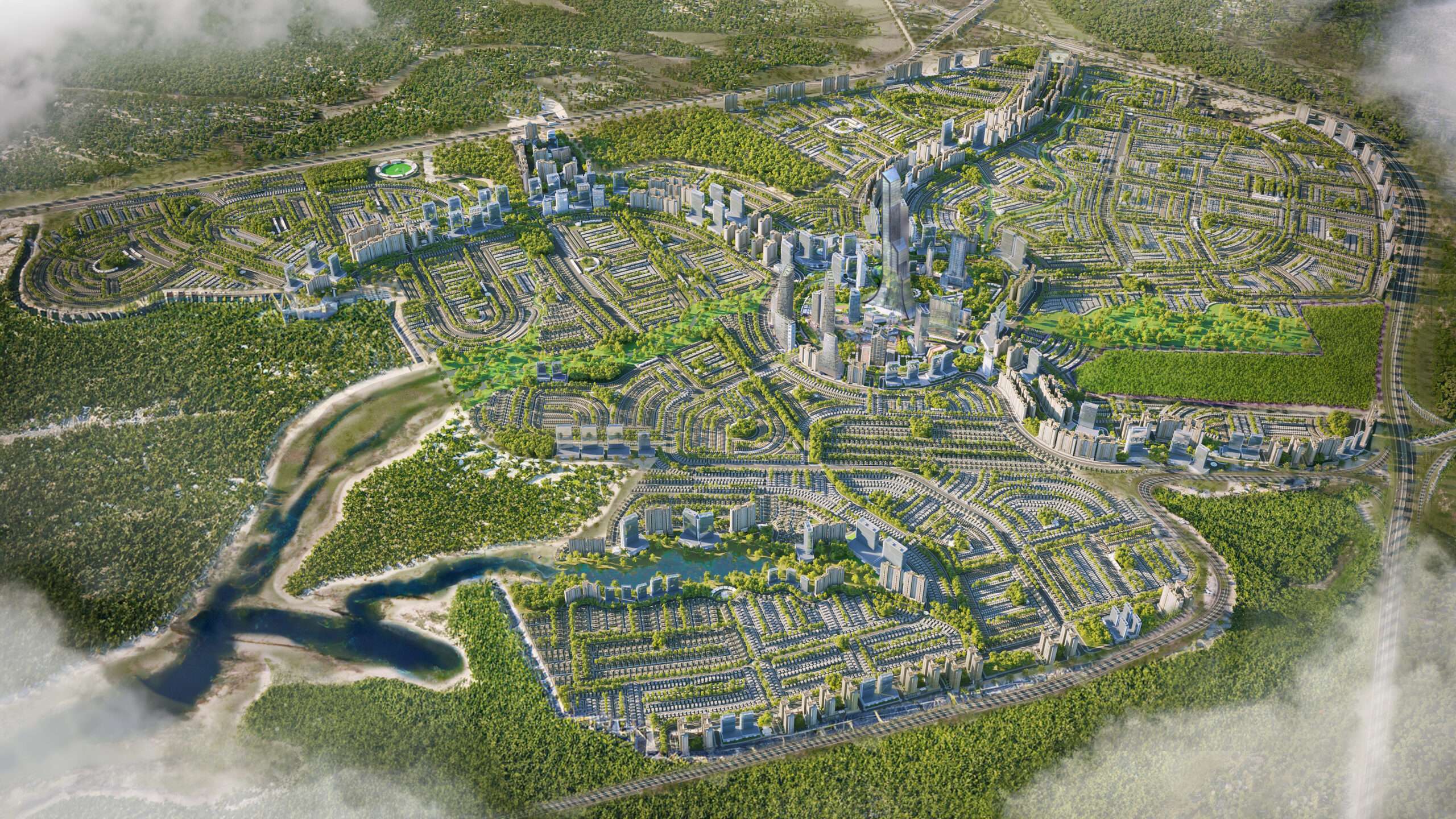 Aerial view of Faisal Town Phase 2 Islamabad near Rawalpindi Ring Road